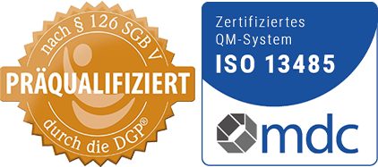 Präqualifiziert nach § 126 SGB V durch die DPG // Zertifiziertes QM-System ISO 13485 mdc